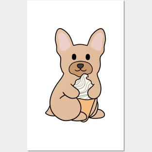 Cream French Bulldog Ice Cream Posters and Art